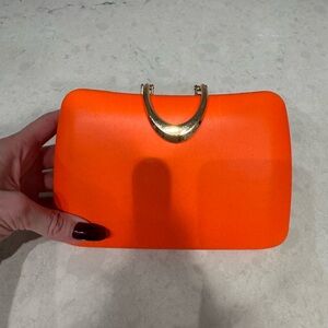 Urban Expressions Bright Orange Clutch with Gold Detail
